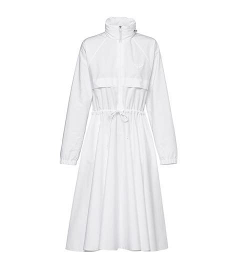 White Hooded Poplin Dress 